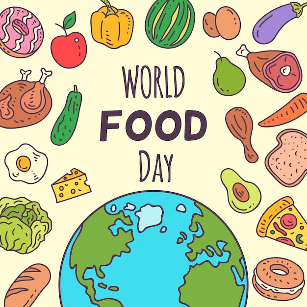 Hand-drawn world food day