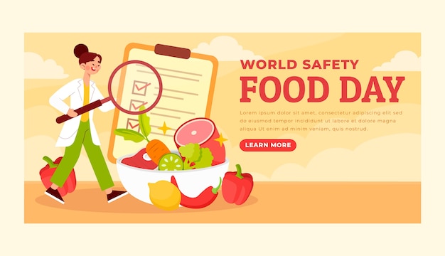손으로 그린 세계 식품 안전의 날 배너