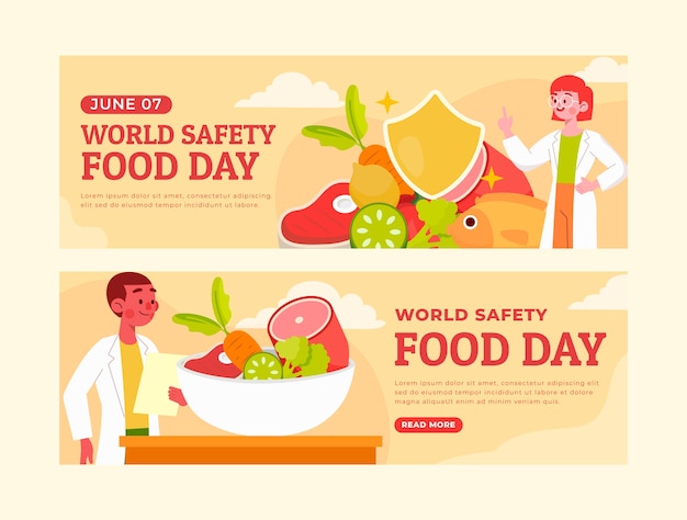 Нарисованный рукой баннер всемирного дня безопасности пищевых продуктов