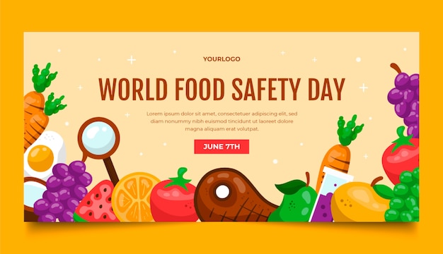 Vettore gratuito bandiera della giornata mondiale della sicurezza alimentare disegnata a mano