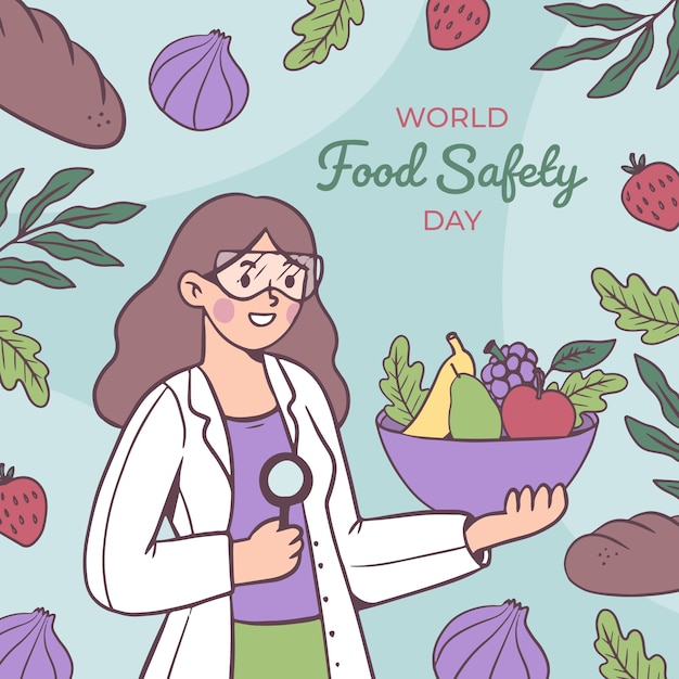 Hand drawn world food safety day illustration