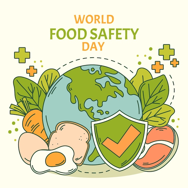 Free vector hand drawn world food safety day illustration