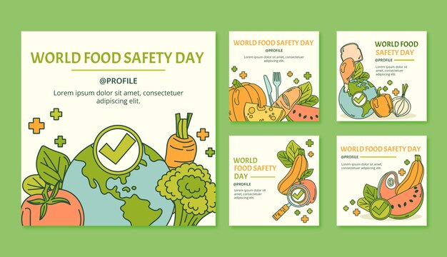 손으로 그린 세계 식품 안전의 날 Instagram 게시물