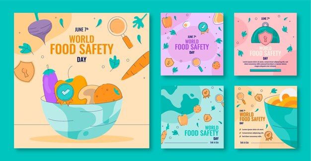 手描きの世界の食品安全の日のInstagramの投稿コレクション
