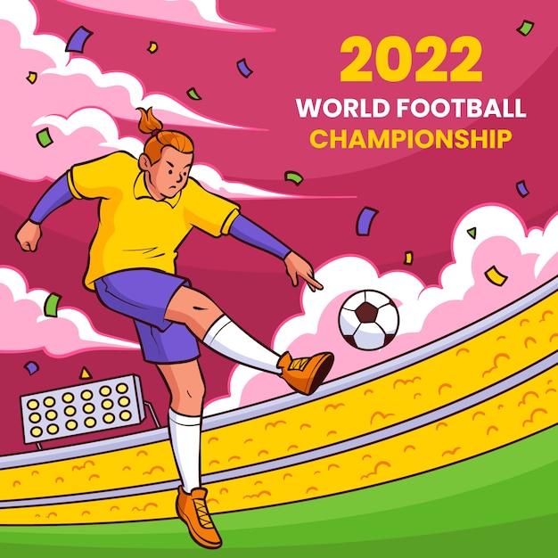 無料ベクター 手描きの世界サッカー選手権のイラスト