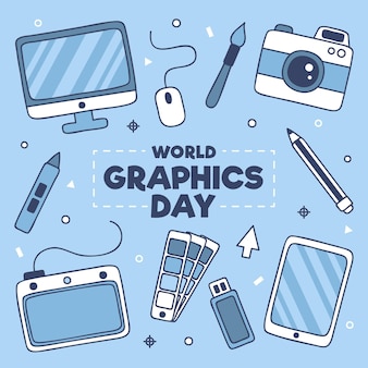 Нарисованная рукой иллюстрация всемирного дня графики