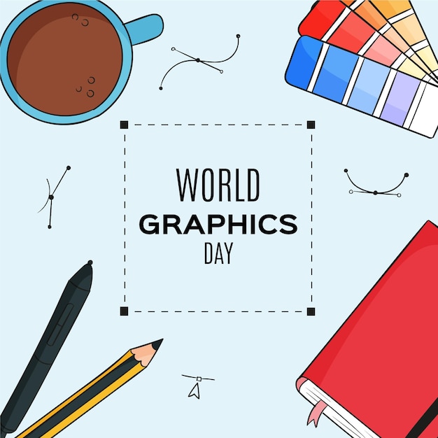 Hand drawn world graphics day illustration