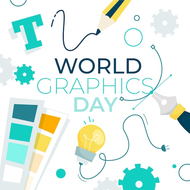 Hand drawn world graphics day illustration