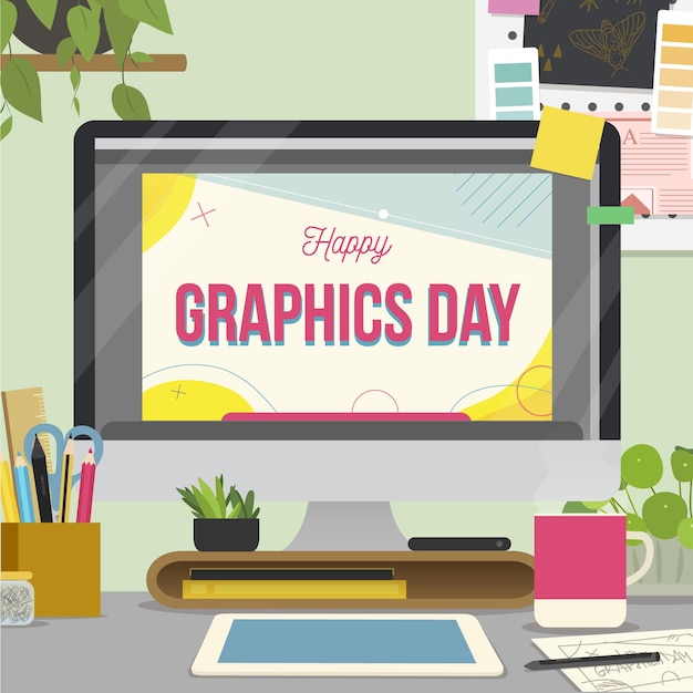 Hand drawn world graphics day illustration