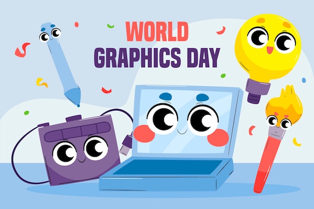 Hand drawn world graphics day illustration