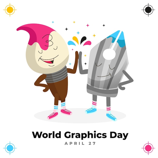 Hand drawn world graphics day illustration