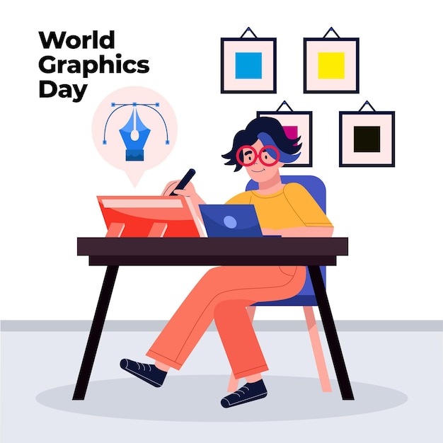 Hand drawn World Graphics Day Illustration