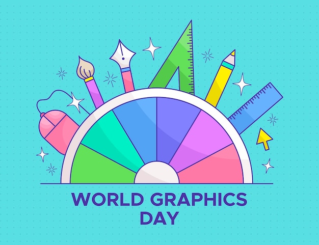 Нарисованная рукой иллюстрация всемирного дня графики