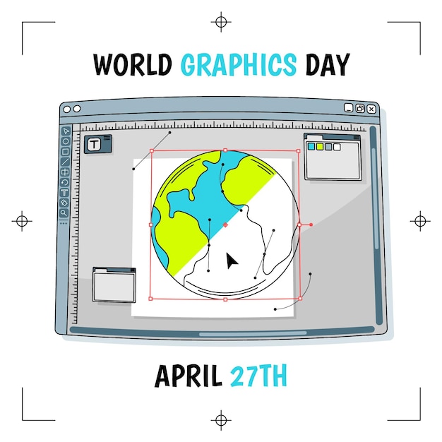 손으로 그린 세계 그래픽의 날 그림