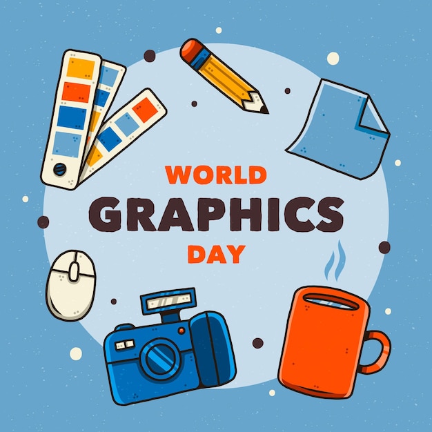 Hand drawn world graphics day illustration