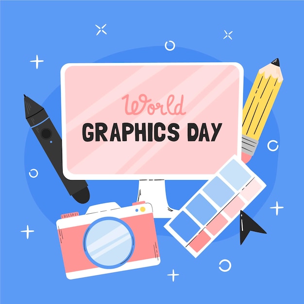 Hand drawn world graphics day illustration