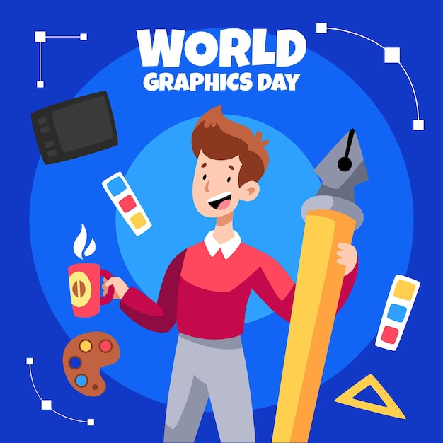 Hand drawn world graphics day illustration