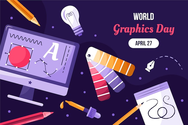 Hand drawn world graphics day illustration