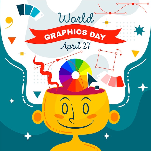 Vettore gratuito illustrazione disegnata a mano della giornata mondiale della grafica