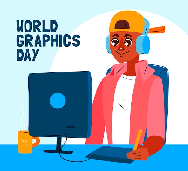 Hand drawn world graphics day illustration