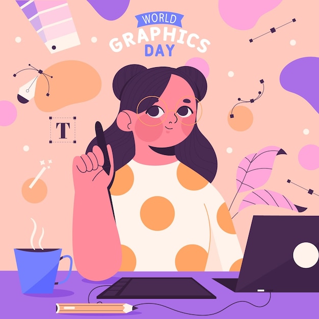 Free vector hand drawn world graphics day illustration