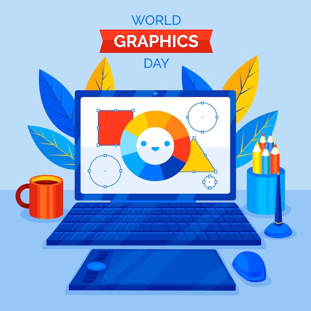 Hand drawn world graphics day illustration