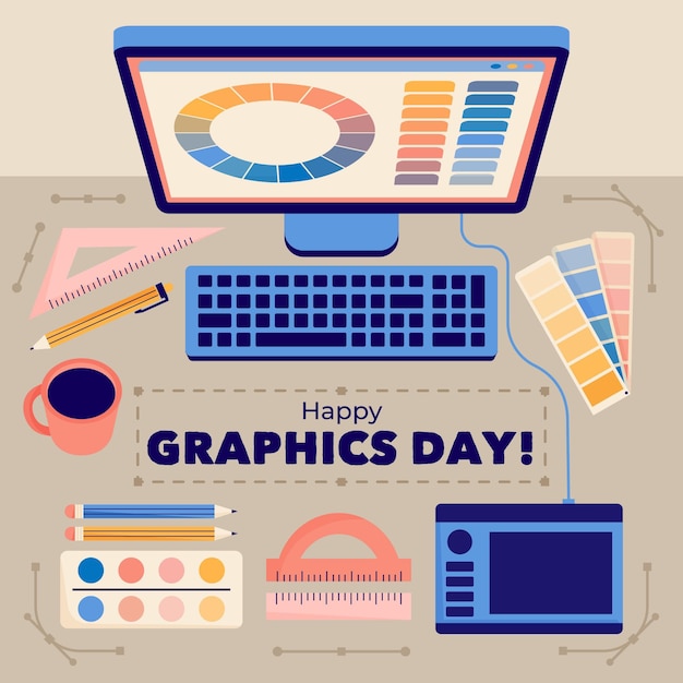 Hand drawn world graphics day illustration