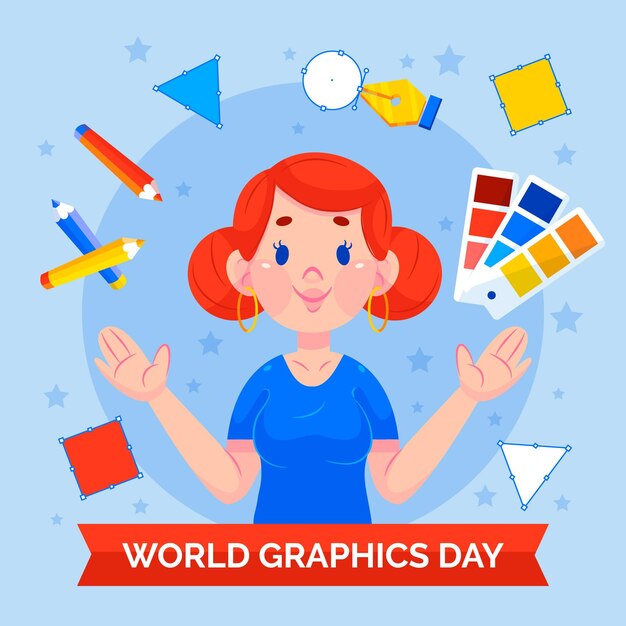 手描きの世界のグラフィックの日のイラスト