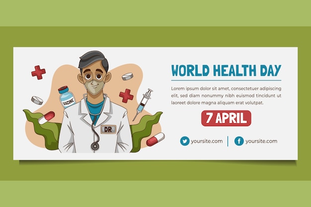 Free vector hand drawn world health day horizontal banner