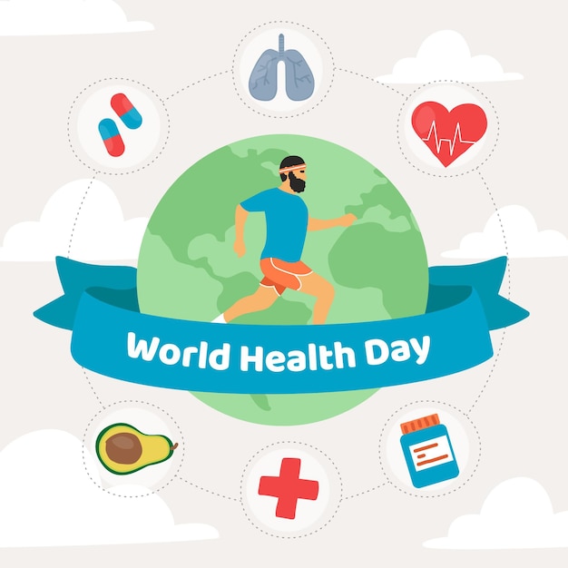 Vettore gratuito illustrazione disegnata a mano della giornata mondiale della salute