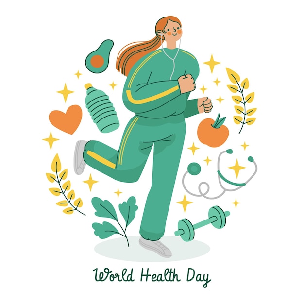 Hand drawn world health day illustration