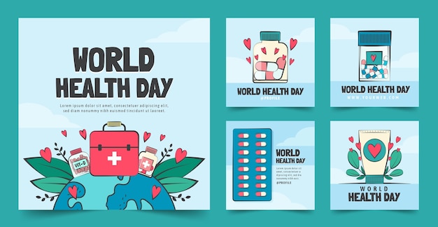 손으로 그린 세계 건강의 날 인스 타 그램 게시물 모음