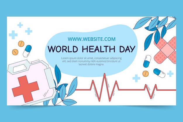 손으로 그린 세계 보건의 날 소셜 미디어 게시물 템플릿