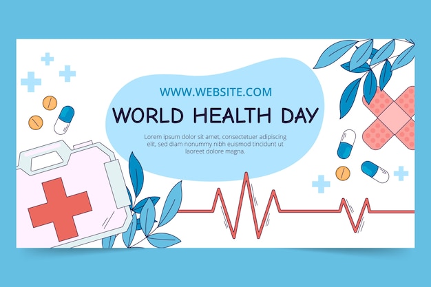 Hand drawn world health day social media post template