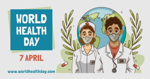 Hand drawn world health day social media post template