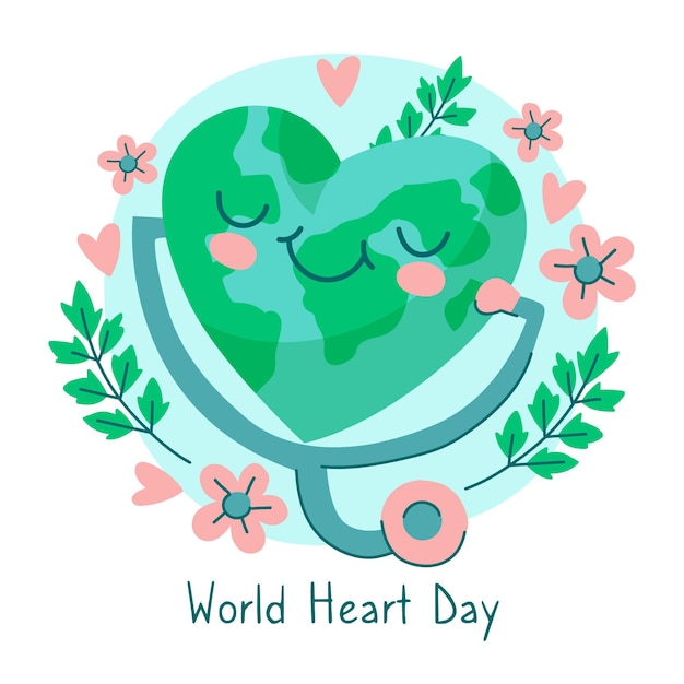 Hand drawn world heart day concept