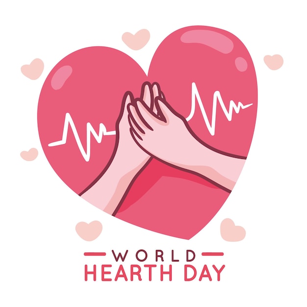 Нарисованная рукой концепция всемирного дня сердца