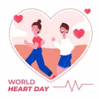 Free vector hand drawn world heart day concept