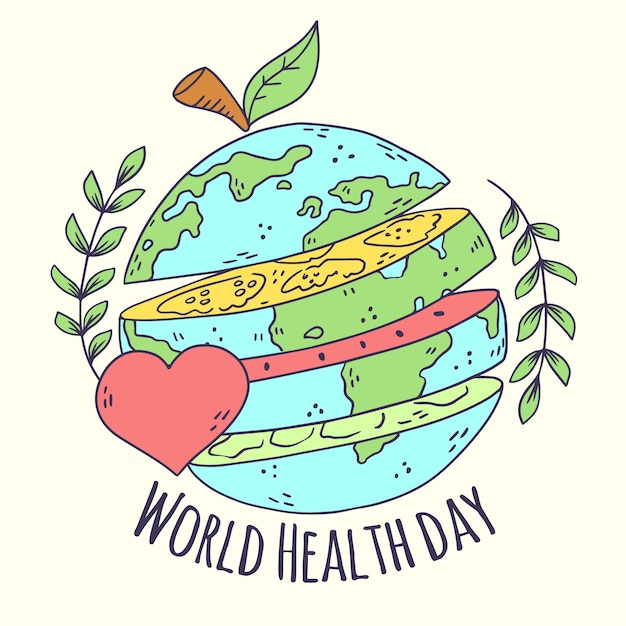 Free vector hand-drawn world heathy day concept