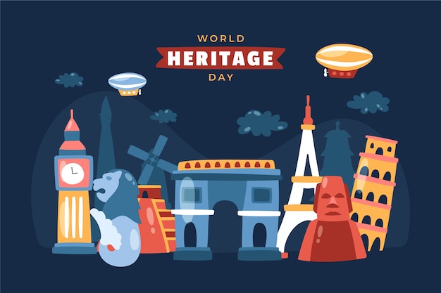 Hand drawn world heritage day background