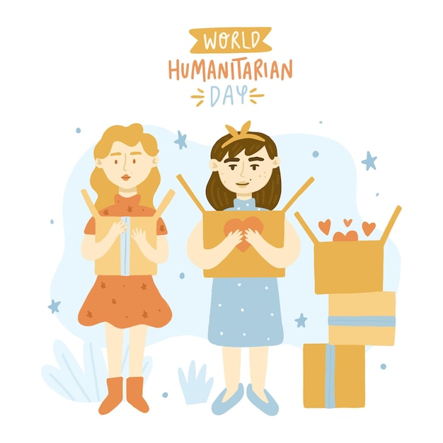 Free vector hand drawn world humanitarian day illustration