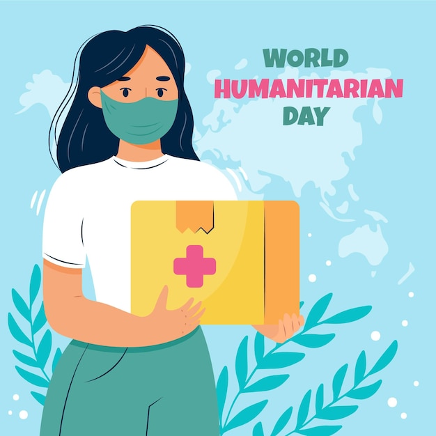 Нарисованная рукой иллюстрация всемирного гуманитарного дня