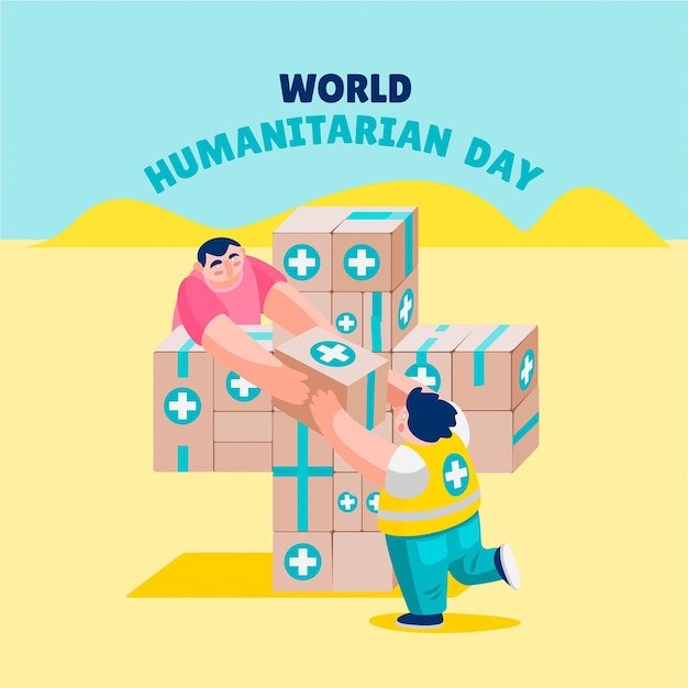 Hand drawn world humanitarian day illustration