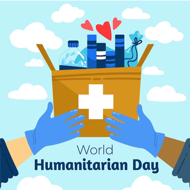 Hand drawn world humanitarian day illustration