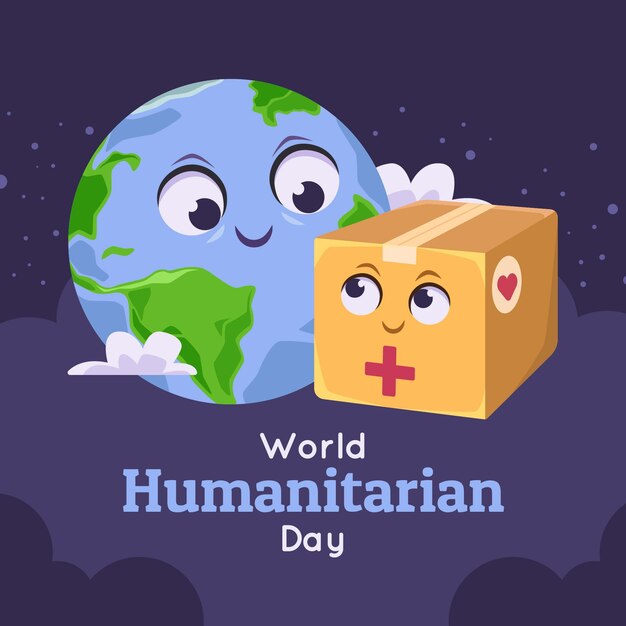 Hand drawn world humanitarian day illustration