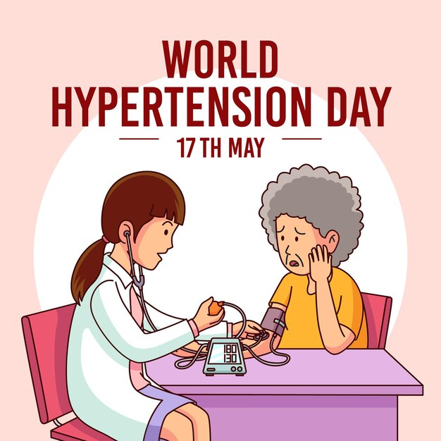 Hand drawn world hypertension day illustration