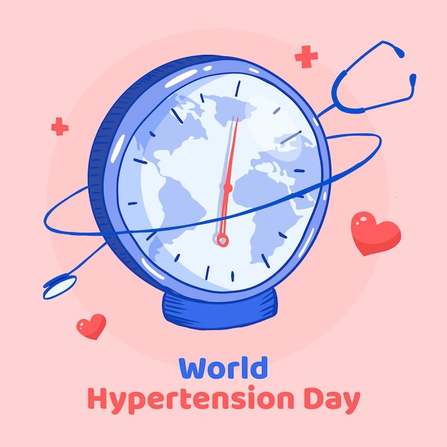 Illustrazione disegnata a mano della giornata mondiale dell'ipertensione