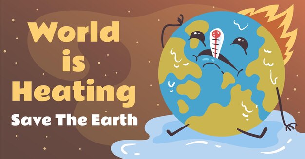 Hand drawn world is heating facebook post