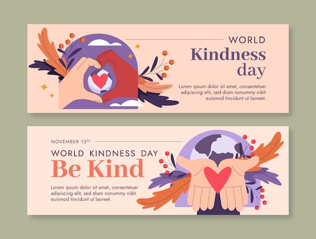 Hand drawn world kindness day horizontal banner template