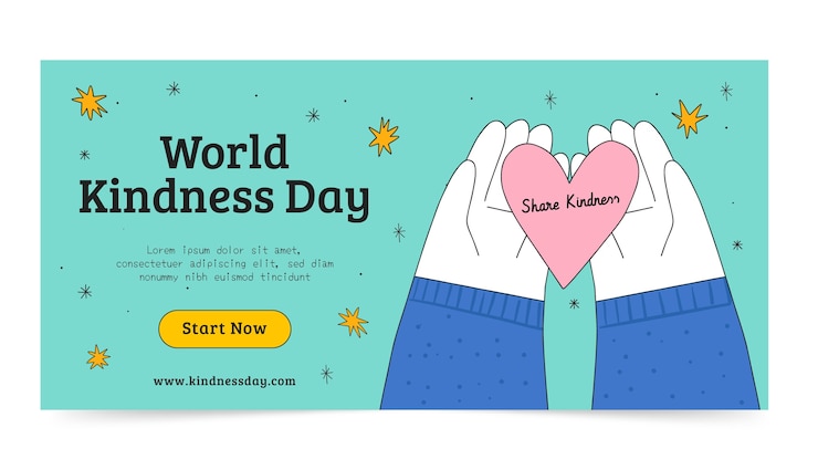 Free Vector hand drawn world kindness day horizontal banner template